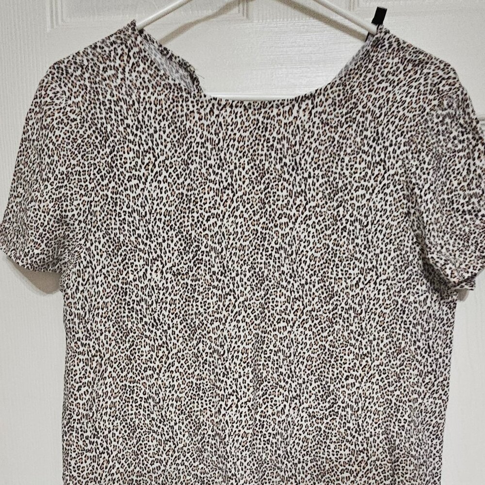 Jenni Kayne Shirt Dress Leopard Print  Short Sleeve Crewneck Pullover Size S